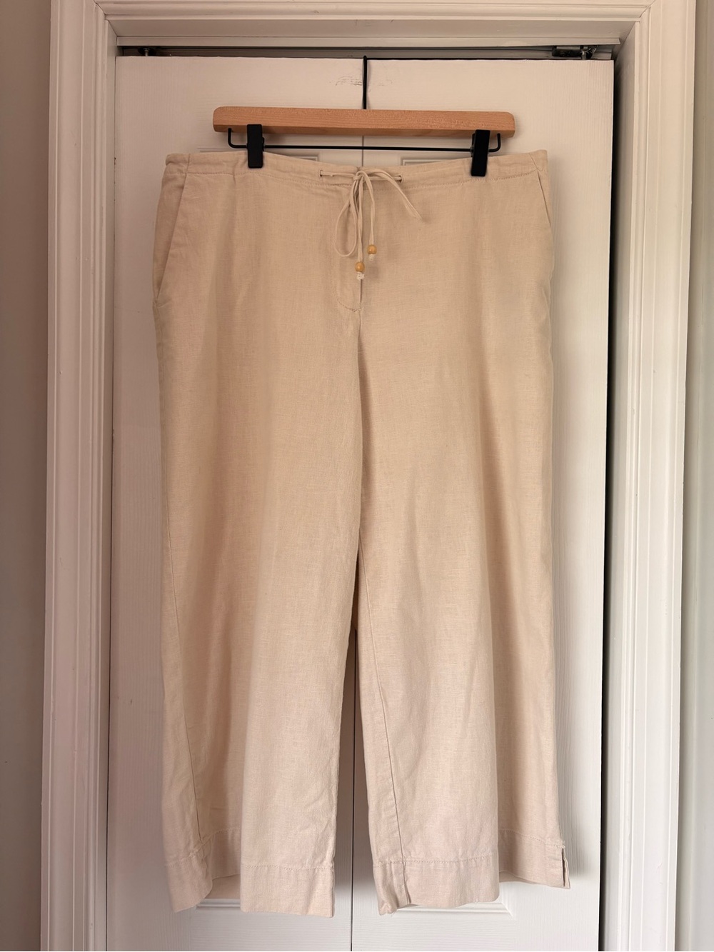 Liz Claiborne Drawstring Linen-Blend Pants — Cream